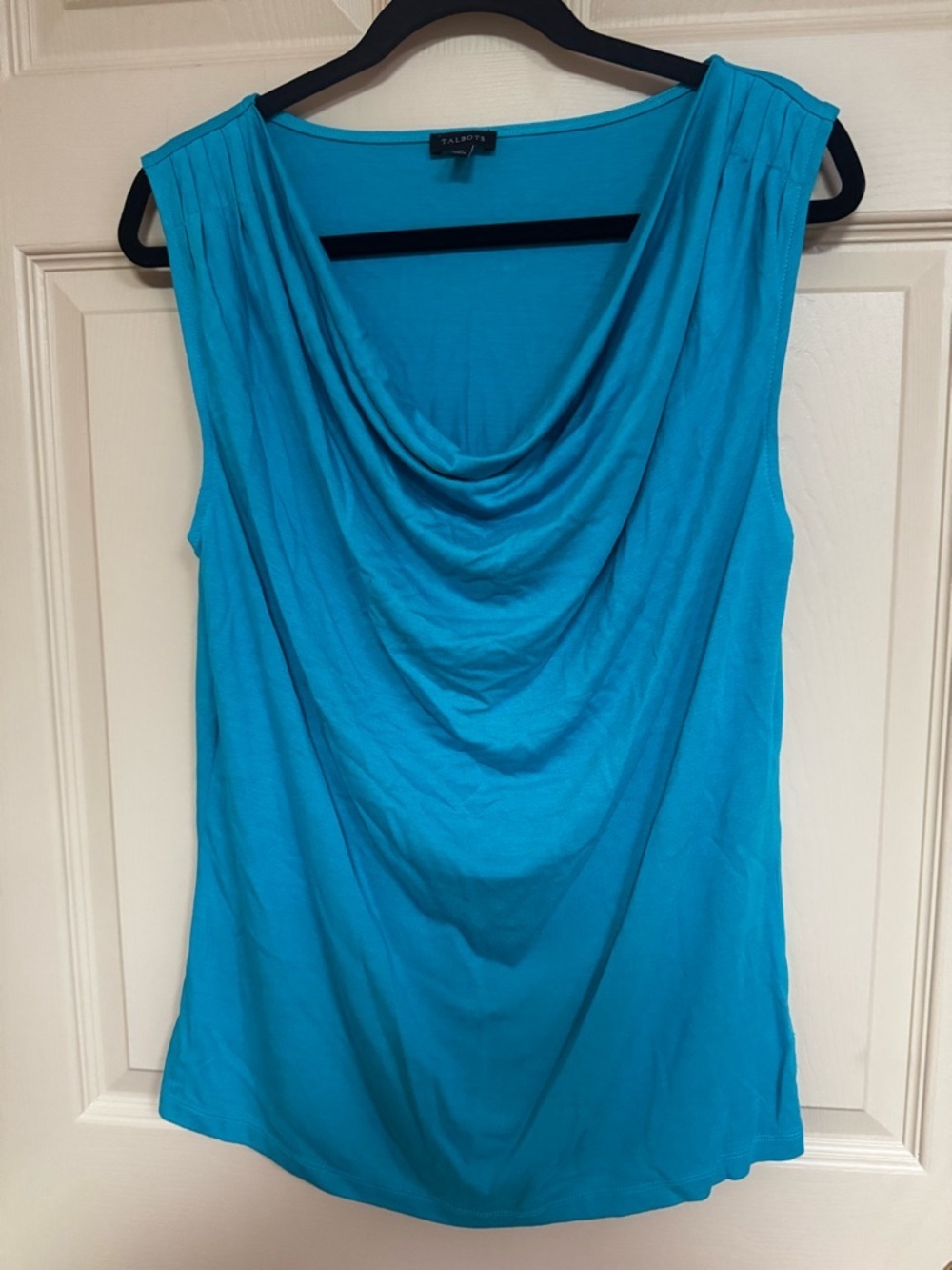 Talbots Women's Sleeveless Cowl Neck Top in Turquoise size M